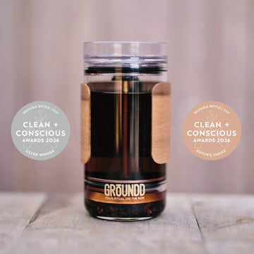 GROUNDD xpress with its Clean + Conscious Awards 2026 rosettes, Silver Winner and Editor’s Choice, Reusable Bottle / Cup