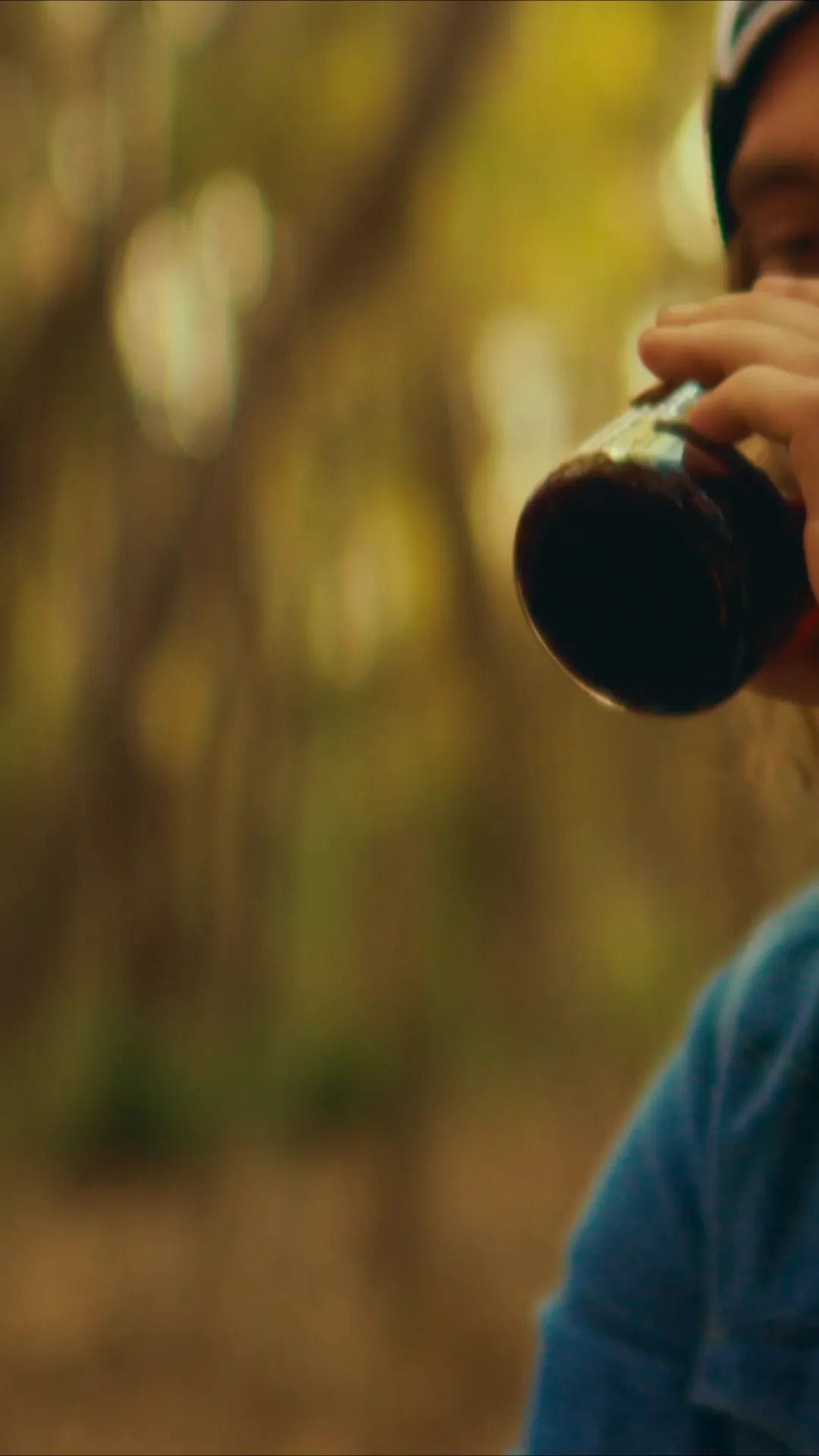 Drinking from a GROUNDD xpress in the forest