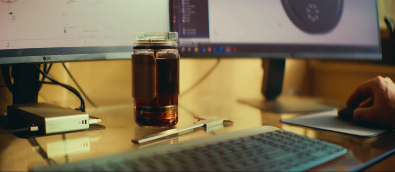 A GROUNDD xpress on the desk beside the keyboard
